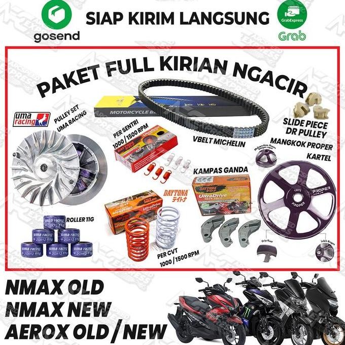 Paket Full Kirian Cvt Ngacir Nmax Aerox Lexi Old New / Pulley Set / Roller / Vanbelt / Kampas Ganda 