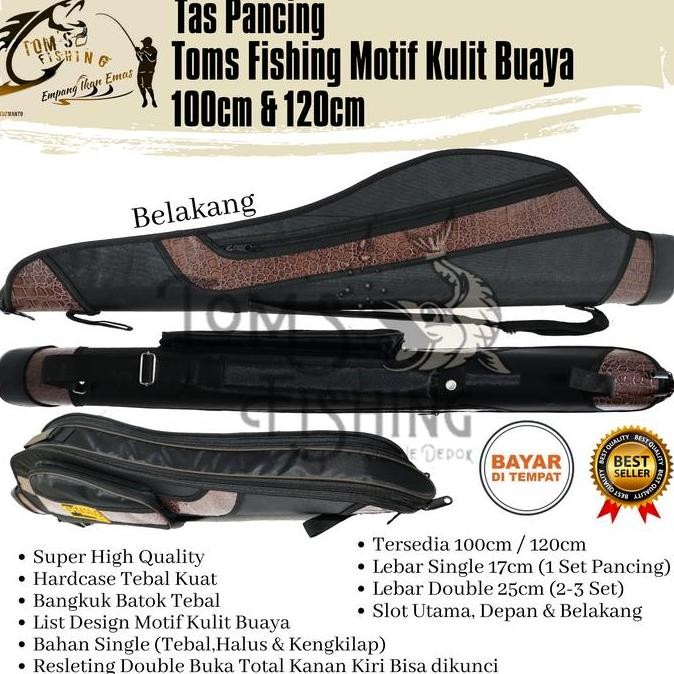 TAS PANCING TOMS FISHING MOTIF KULIT BUAYA HARDCASE BATOK MANGKOK 100CM/120CM (SUPER KUALITAS) DOUBL