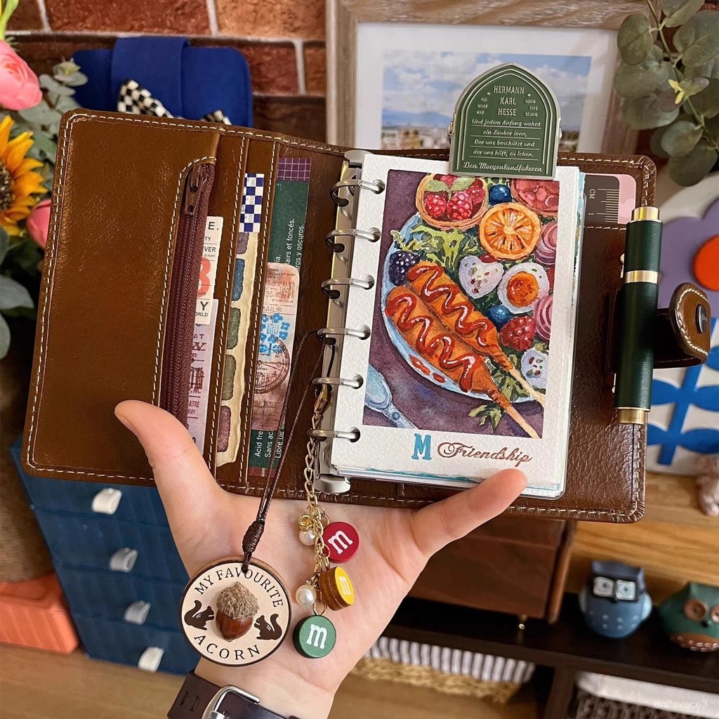 

Dark Brown Maillard Diary m5Leather notebook detachable loose-leaf notebook journal