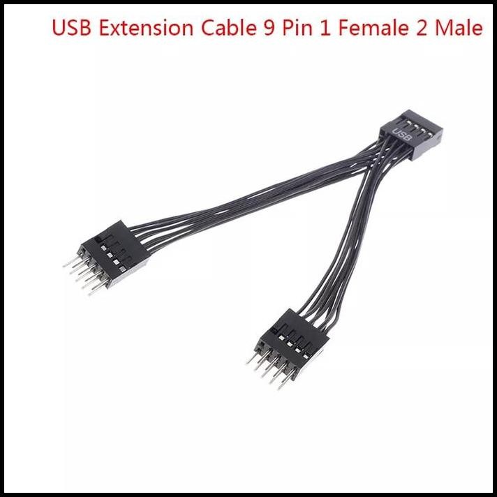 Kabel Extension Y Splitter 9 pin Motherboard 1 to 2 USB Hub Aio 9pin