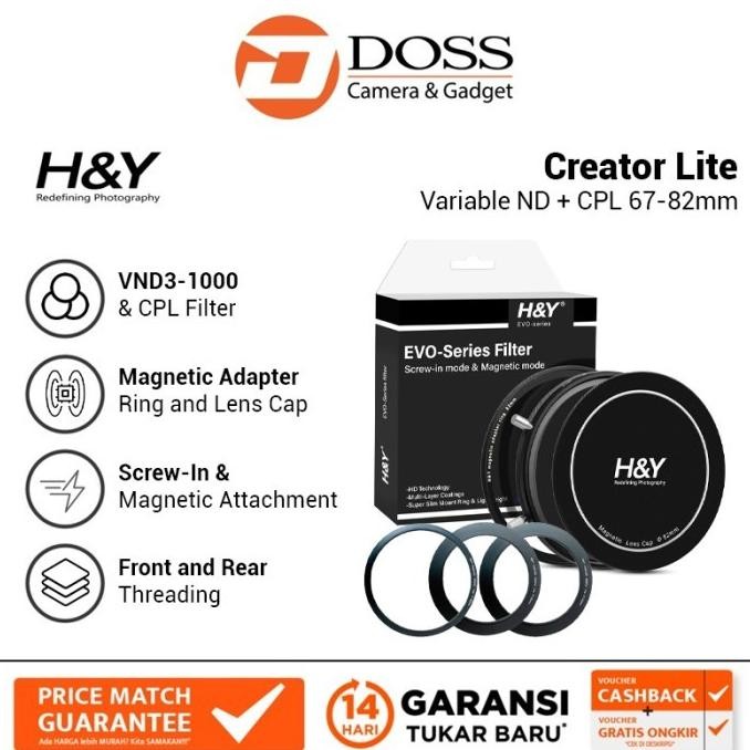 Terlaris H&Y Creator Lite Variable Nd + Cpl 67-82Mm Filter Lensa