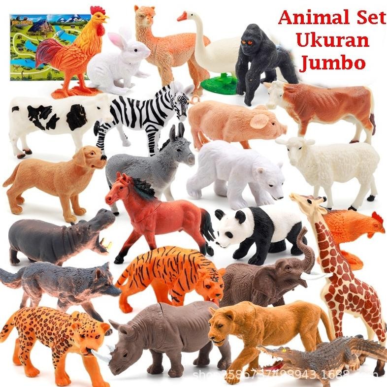 Terlaris Mainan Anak Animal Set Jumbo Miniatur Mainan Hewan Binatang Karet Animal Figure Set Ukuran 