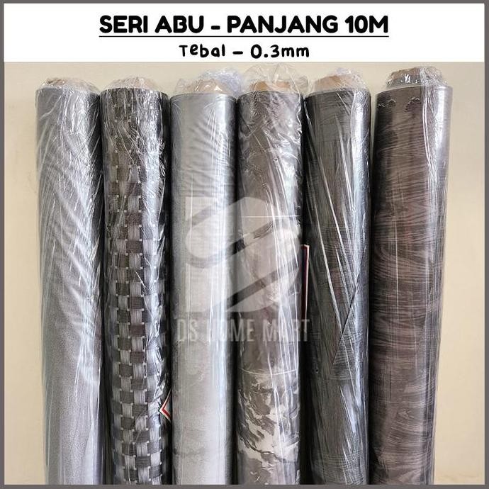 KOLEKSI ABU (ROLL 10 METER): Karpet Lantai Plastik Vinyl Alas Meja Pengganti Keramik Daimaru
