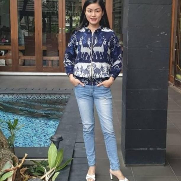 Jaket Hoodie Outer Batik tenun motif sumba premium Jumbo Unisex