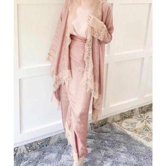 Atasan Outer Cardigan Set rok Lilit Batik Viscose Wanita Jumbo Modern