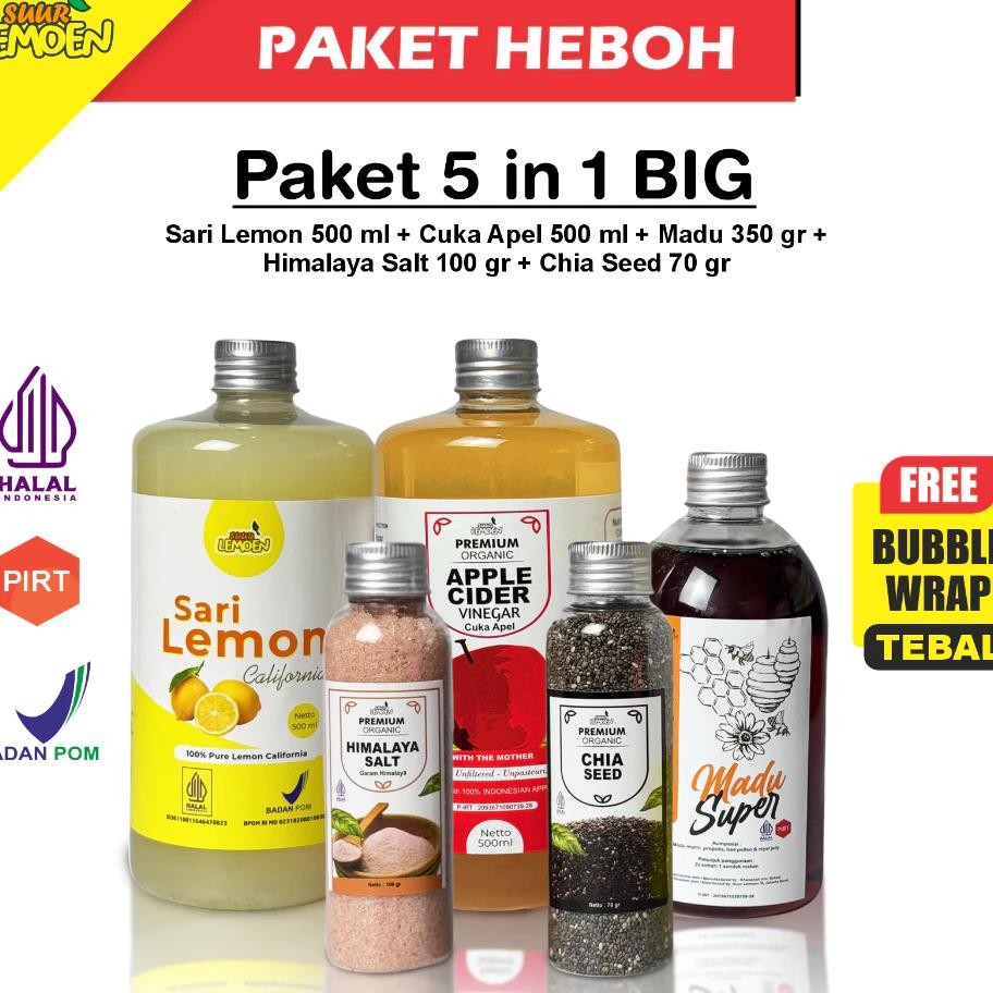 

Suur Lemoen Paket Dan Detox 5In1 B Paket Hemat Cuka Apel Sari Lemon Chia Seed Madu Hutan 4