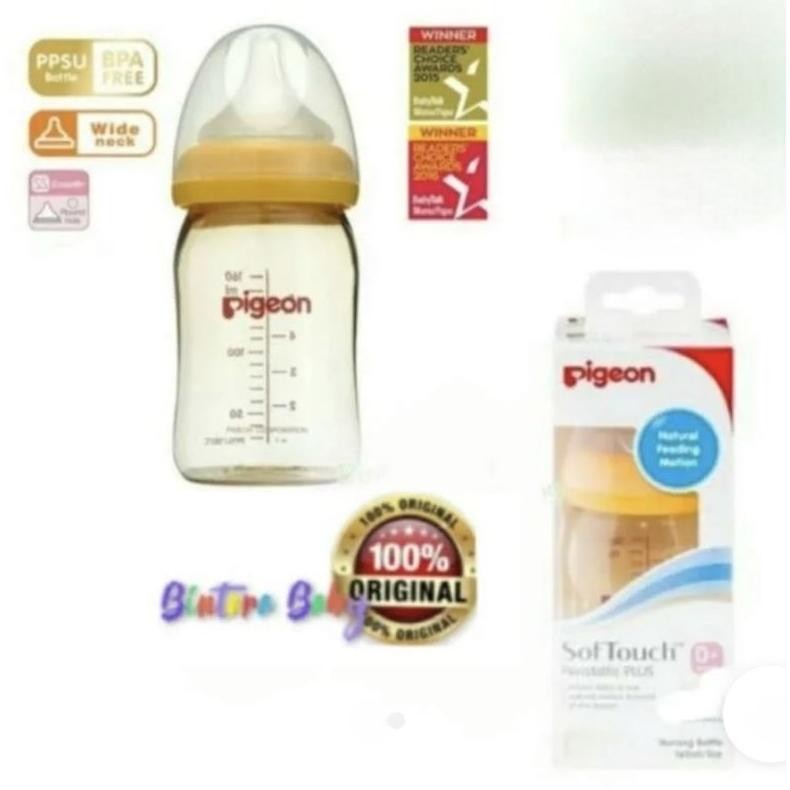 Original Pigeon PPSU 160ml Peristaltic Plus Nipple / Botol Susu Pigeon Wide Neck PPSU 160 ml PIGEON 