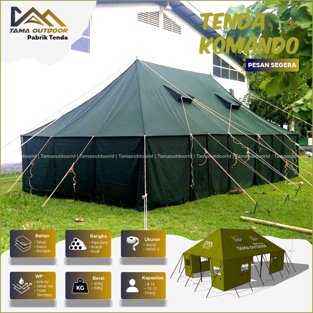 Tenda Komando Regu Peleton - Pleton 4x6 1set | Tni Militer Pramuka Barak Army Nugi