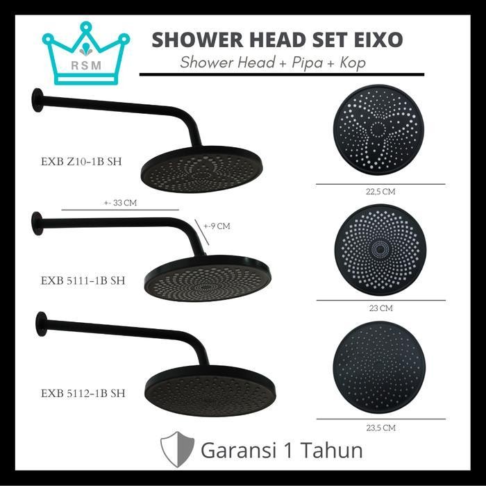 Black Head Rain Shower Eixo Kepala Tiang Shower Mandi Hitam Besar Original Dan Terpercaya