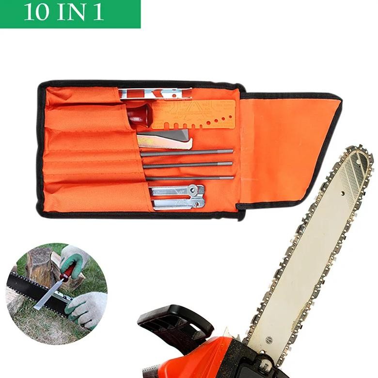 

10/11/12 Pcs Set Professional Chainsaw Chain Sharpening Kit Tool Hardwood Handle Round/Flat File Guide Bar File Sharpener Tool