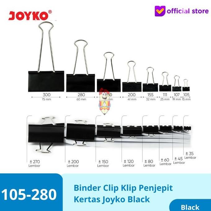 

```````] Binder Clip Klip Penjepit Kertas Joyko Black