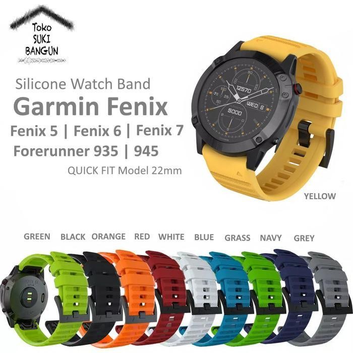 Tali Jam Strap Garmin Fenix 7 6 5 Sapphire Pro 935 945 Rubber Original Dan Terpercaya