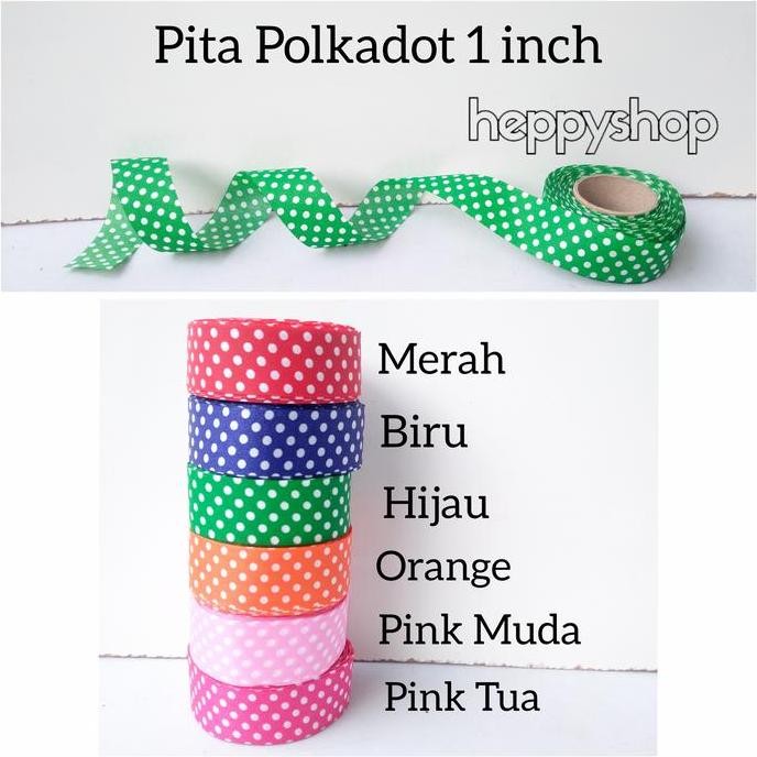 

siap kirim] Pita Polkadot 1 inch, Pita Motif Bintik