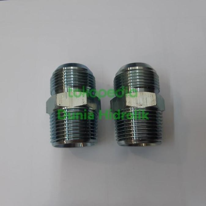Dobel nepple 1 1/4 npt x jic / Nepple Hidrolik 1-1/4 NPT x JIC BARU