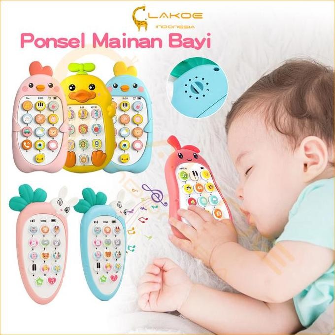 Baru Mainan HP Anak Edukasi Bilingual 6 Bulan+ Musik Lampu Biru Pink Ayam