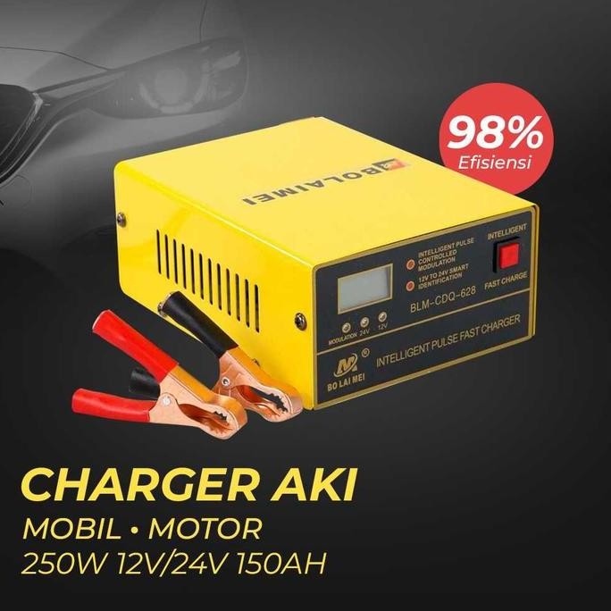 CHARGER AKI MOTOR MOBIL PORTABLE OTOMATIS CHARGER BATTERY ACCU REPAIR FAST CHARGING 12V 24V
