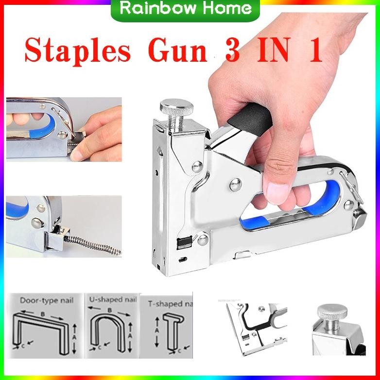 

Readyy!! Staples Gun Tacker Mollar 3 in 1 / Staple Jok Tembak Hekter 3 Way Dapat 3 jenis paku/3 in 1 Staples Gun Tacker Mollar
