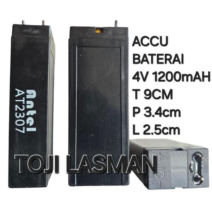 Mitsuyama_ ( Batu 4V 1200Mah ) Batu Baterai Battery Accu Aki Lampu Emergensi Emergency Senter