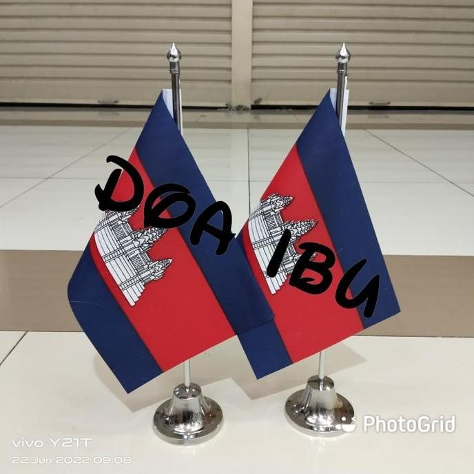 

tiang stenlis meja+bendera KAMBOJA murah