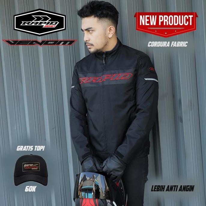 Jaket motor touring anti angin RAPID VENOM dengan material  cordura