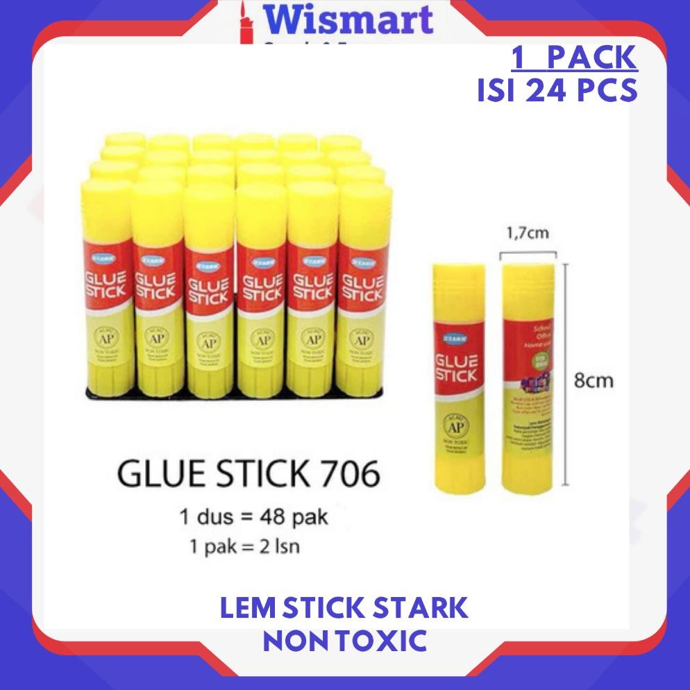 

Readyy!! Lem Stik Stark 706 Kuning Non-Toxic Asli Lem stik ukuran KECIL 10gram 1PAK ISI 24PCS
