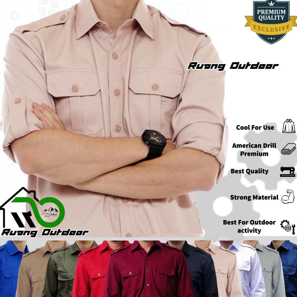 DF365>> Baju Kemeja PDL PDH Lapangan Lengan Panjang - Pakaian Atasan Seragam Pria Wanita Premium Ker