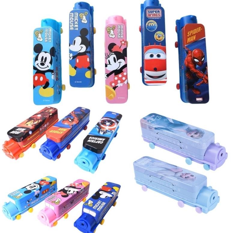 

Readyy!! disney pencil case train shape two layers kotak pensil bentuk kereta dua tingkat dengan serutan