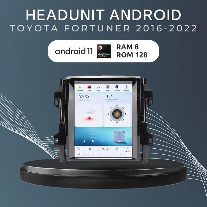 Headunit Android Toyota New Fortuner VRZ - Model Tesla