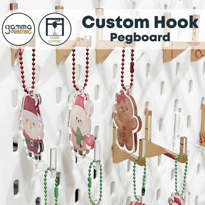 Hook Akrilik Custom Pegboard / Acrylic Accessories Aksesoris Shelf Gamma