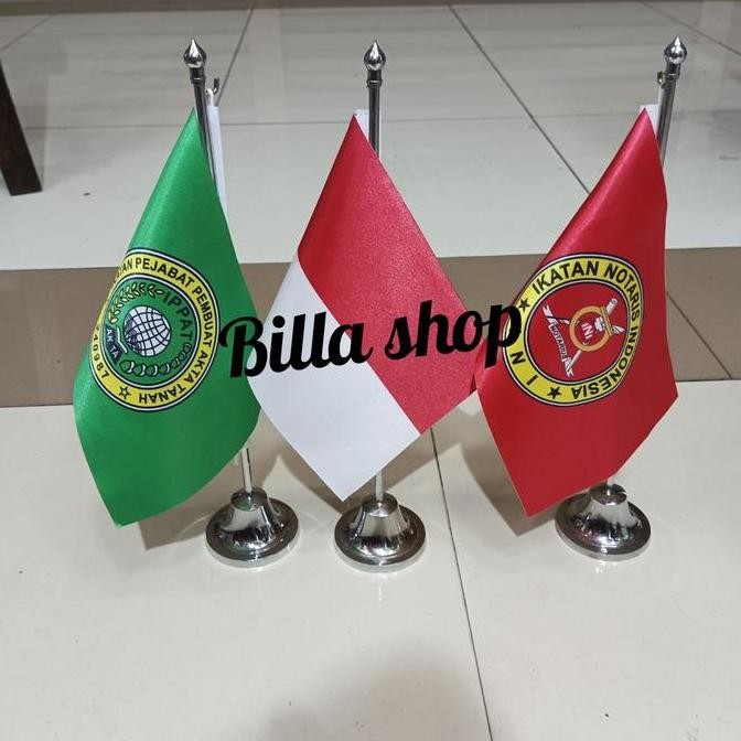 

New Tiang meja stenlis + Bendera PPAT,Notaris,Merah puti