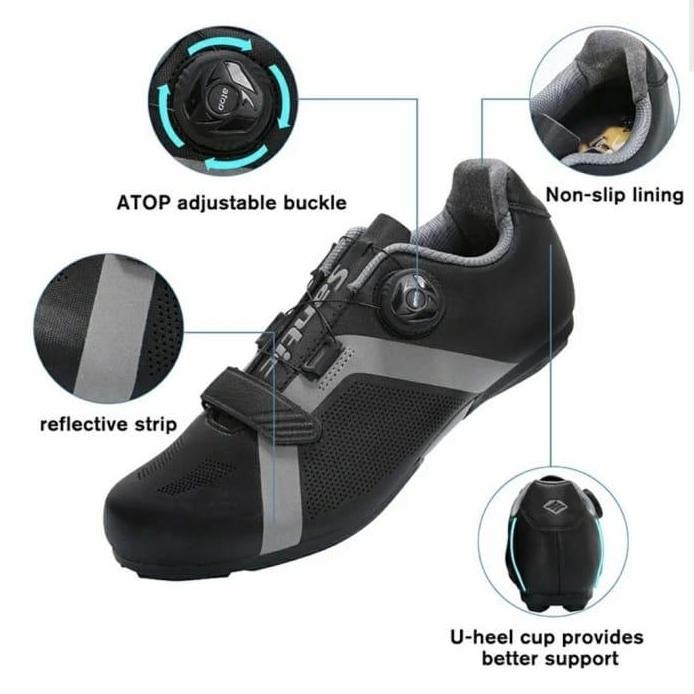 ready SEPATU SEPEDA SANTIC SHOES FLAT TANPA CLEAT ORIGINAL MEN WOMEN ROAD BIKE WHITE/BLACK/GREY/RED/