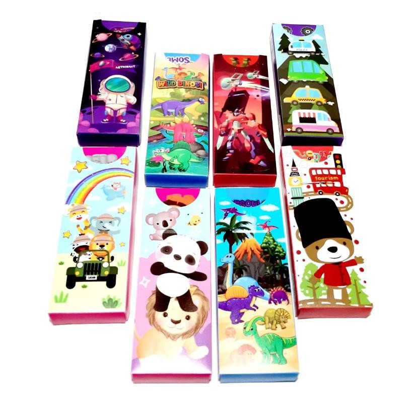 

Terbaik Harga Grosir ( 1Packs /12pcs ) Kotak Pensil Mika Rakit 20X8X3cm karakter + Kantong plastik