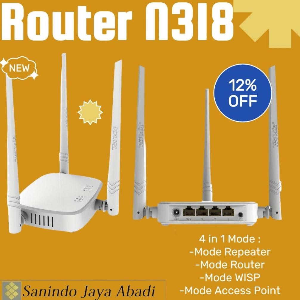 Terjangkau - Router Tenda N318 Wiresless 300Mbps 3 Antena