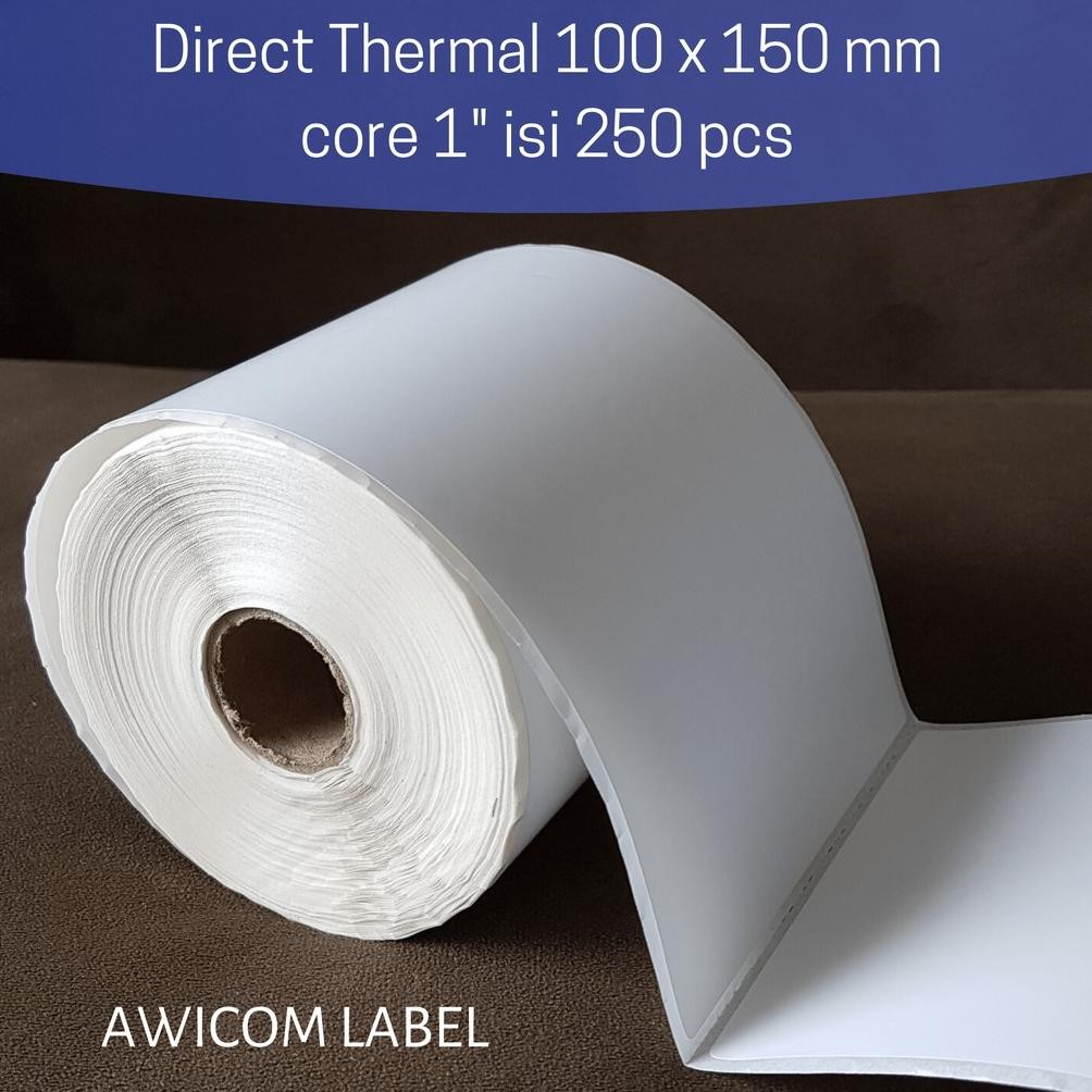 

New - 100 x 150 Thermal Label Barcode 100x150 Direct isi 250 pcs ukuran A6 ,.
