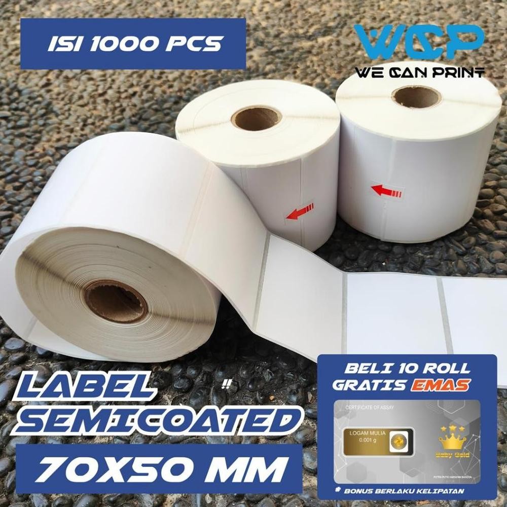 

Terbaik Label Printer Barcode 70x50 Kertas Sticker 70 x 50 mm Semicoated isi 1000 pcs !!