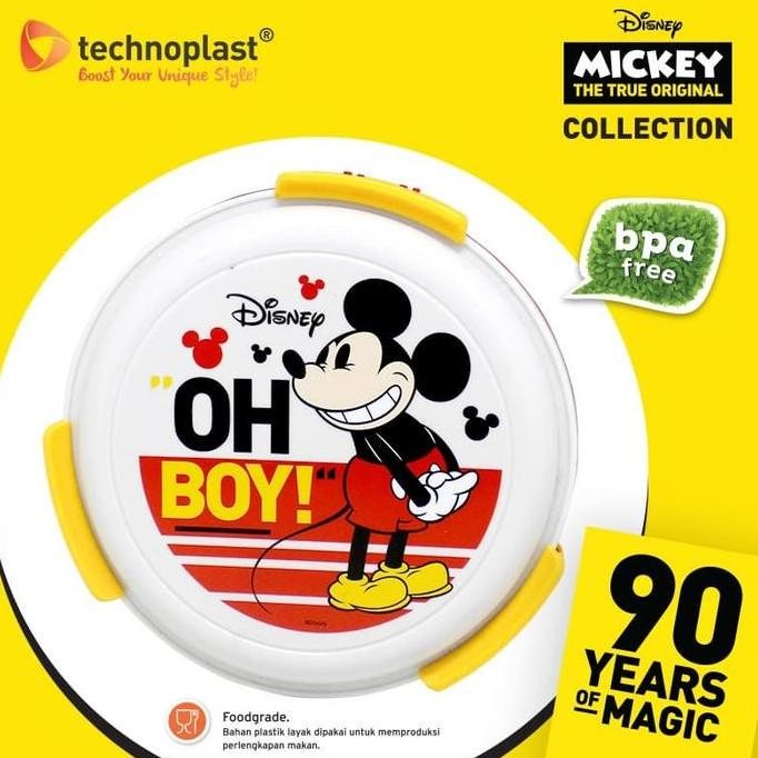 NEW TECHNOPLAST WADAH / TEMPAT BEKAL MAKAN SIANG BULAT DESAIN MICKEY MOUSE