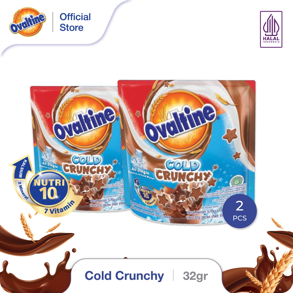 

OVALTINE Cold Crunchy Susu Bubuk Coklat Stik 32gx18s x 2 Bag