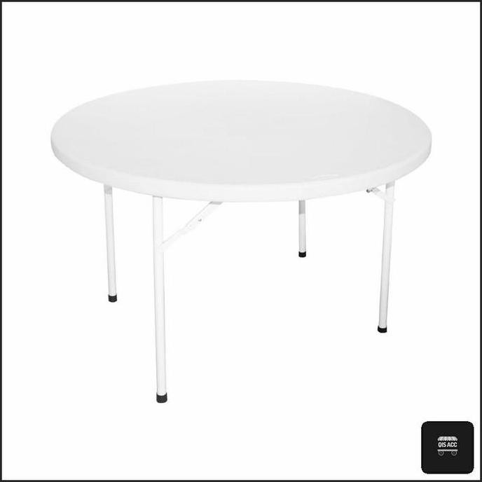 NEWSTORM Meja Lipat Bulat Plastik HDPE Outdoor Serbaguna Dia 122 Cm