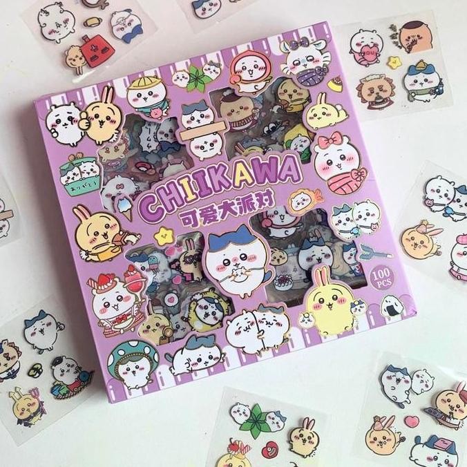 

Baru Stiker Chiikawa 100 Pcs - Box Stiker Kartun Jepang Lucu Koleksi