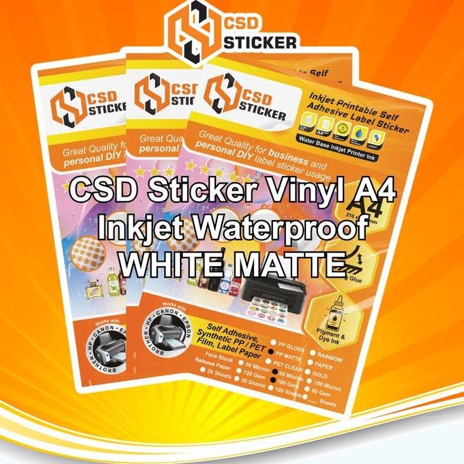 

Baru Stiker Vinyl Inkjet Waterproof A4 - Csd Premium Pet/Pp Transparan/Gloss/Matte