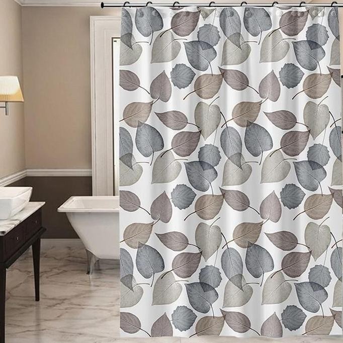 1 set lengkap Tirai mandi dan Tiang Tirai mandi dan Tiangnya Kamar mandi Shower Dapat disesuaikan Ka