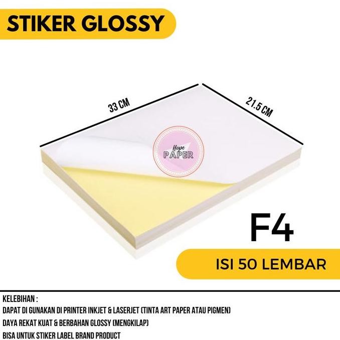 

Baru Kertas Stiker Chromo Glossy F4 50 Lembar - Cetak Inkjet Sticker Cromo
