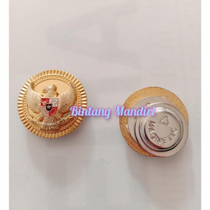 Pin Garuda Pancasila GARUDA Tumpuk Bulat Gerigi Magnet Kuningan