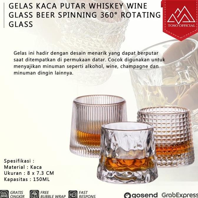 Original Gelas Whiskey Spinning 360 | Gelas Putar Unik Wine Beer Glass