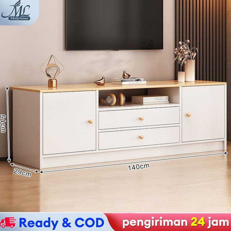 Meja TV Minimalis Modern 140cm Kabinet TV Tinggi Bufet TV Rak TV Lemari TV Desain Modernis Lemari TV