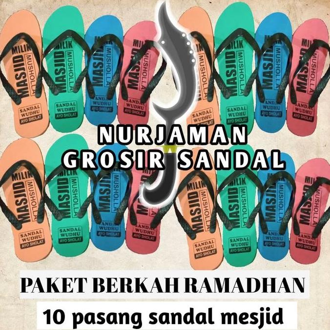 Asli Paket 10 Pasang Sandal Masjid Wudhu Pria Dewasa | Sandal Ramadhan Berkah Grosir