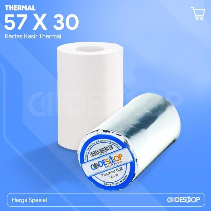 

TERBARU - 1 Dus Kertas Thermal 57 x 30 / 57x30 mm / 57x30mm Struk Kasir Codeshop