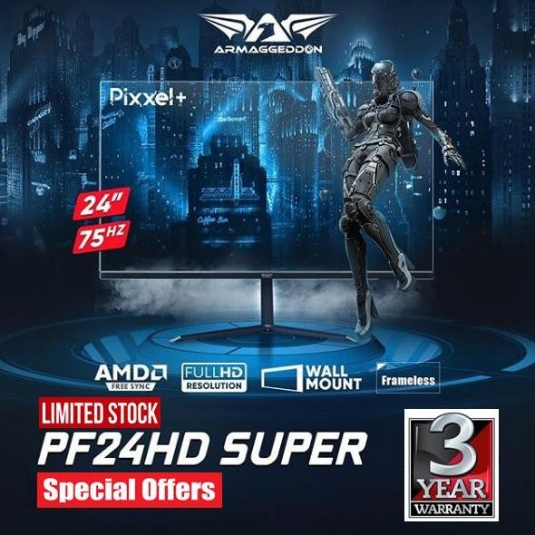 Armaggeddon Gaming Monitor Pixxel+ Pro PF24HD SLIM 24 Inch 75Hz AHVA