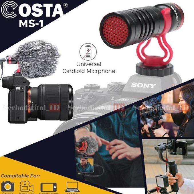 COSTA MS-1 Cardiodid Microphone Shotgun For DSLR,Video,Android Terlaris