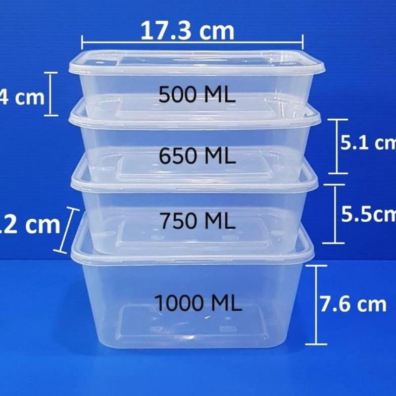 (25set) Thinwall Food Container 500ml 650ml 750ml 1000ml / Kotak Makan Mika Plastik